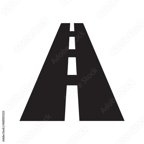 Road silhouette black and white vector icon