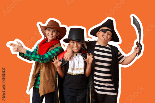 Cute happy boys in differen...