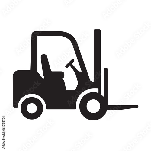 Forklift silhouette black and white vector icon