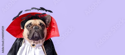 Cute bulldog dressed as vam...