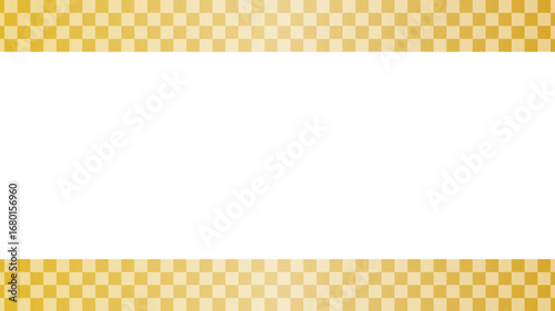 和風　フレーム　市松模様　上下　金色　高級感　ベクター