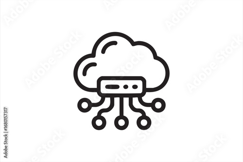 Vector Cloud Network Symbol Representing Server Storage and IT Solutions