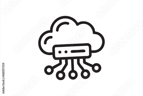 Minimal Line Cloud Computing Connection Icon for Data and Internet Technology