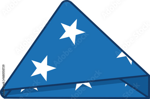 Folded Triangular Blue Fabric with White Stars