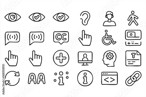 Minimal Outline Accessibility Icons for UI UX Dashboards
