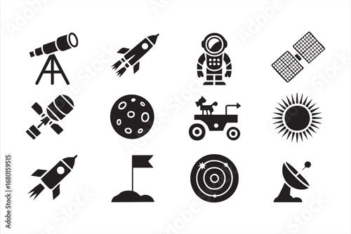 Astronaut and rocket icons for STEM and science projects