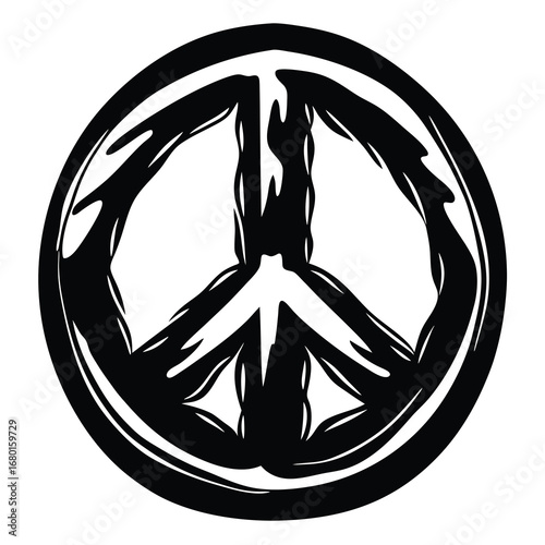 Black and White Peace Symbol Illustration, representing the idea of global unity
