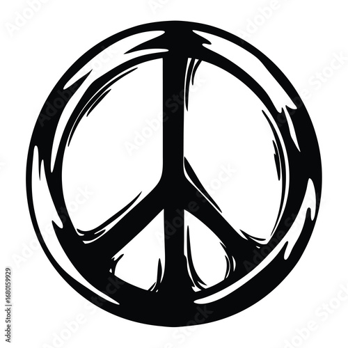 Iconic black and white stylized peace symbol representing harmony and unity