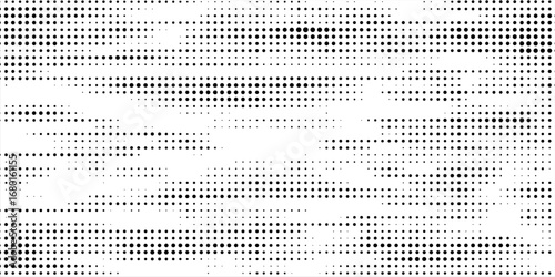 Grunge halftone gradient background. Faded grit noise texture. White and black sand wallpaper. Retro pixelated backdrop. Anime or manga style comic overlay. Vector graphic design textured template