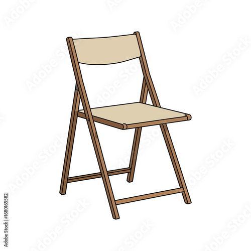 Old wooden folding chair isolated on a white background