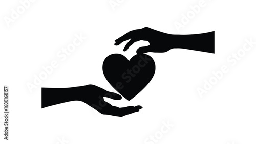 Heart hands giving love care support donation charity hope romance valentine black art