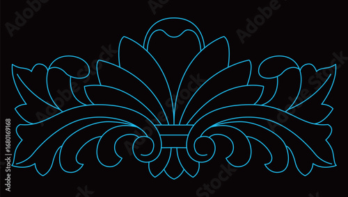 Elegant decorative scroll pattern displays a classic symmetrical botanical design.