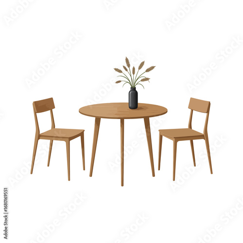 Stylish wooden dining chairs surround a large table in an empty, modern restaurant interior