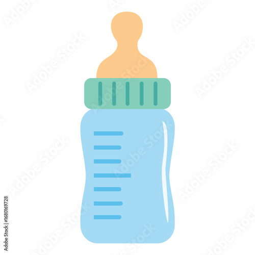 Newborn baby feeding bottle vector icon for infant care products and parenting themes