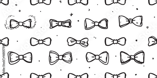 Black and White Bow Tie Pattern Doodles for Formal Occasions Celebrations Fashion and Design Elements
