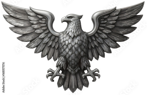 Gray eagle in flight, detailed