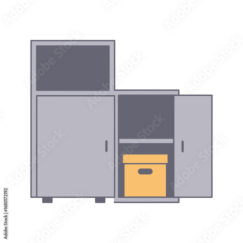 A 3d render of an isolated metal office filing cabinet with drawers for document storage