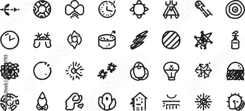 Black and white vector icons set with creative and diverse minimalistic designs suitable for various applications and projects offering a wide range of visual elements