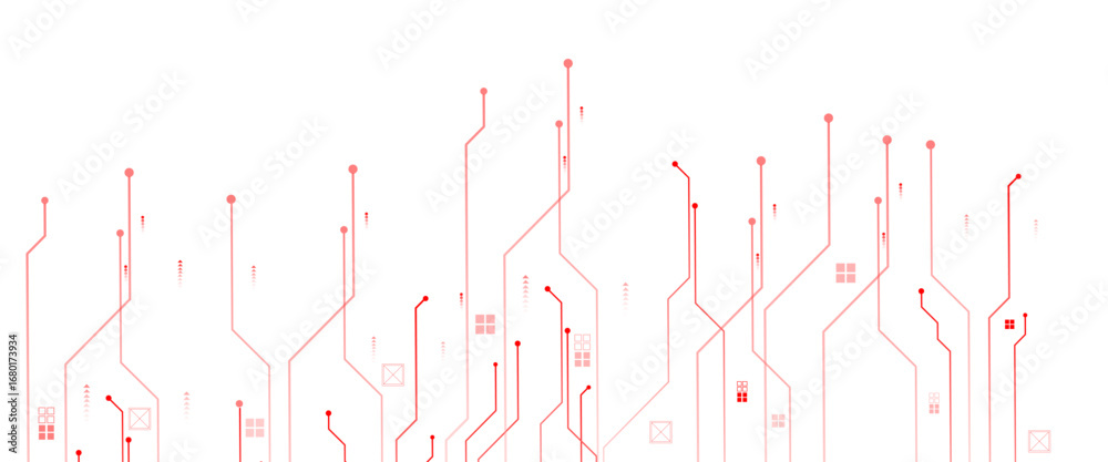 Vector abstract technology on red background. Technology red circuit ...