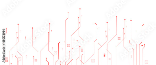 Vector abstract technology on red background. Technology red circuit diagram.