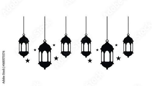 Ramadan kareem lanterns vector illustration islamic decoration eid mubarak background design