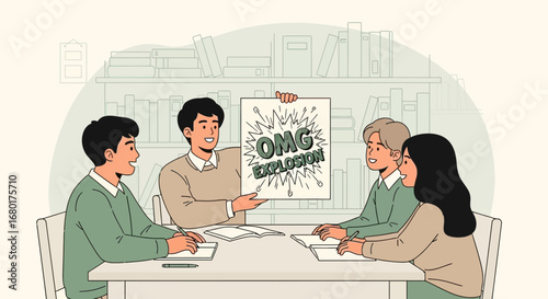 Team brainstorming session with creative presentation on new ideas and innovation