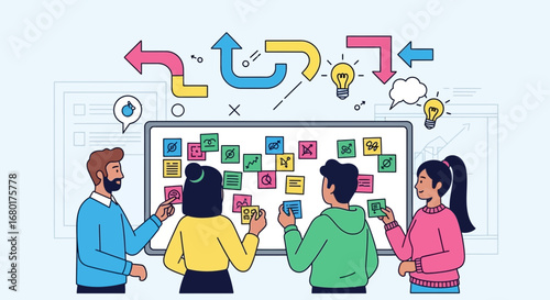 Team collaboration with agile methodology for project development and sprint planning innovation