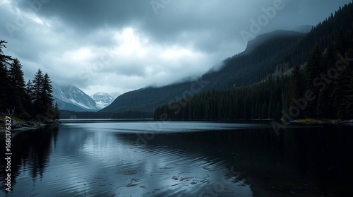 Lake mountain landscape nature scenic travel forest water sky clouds outdoor wilderness reflection calm view