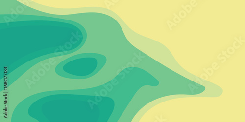 Abstract green paper cut shapes, carving art texture templates set. Modern papercut topography relief imitation with multi layers for banner, flyer, presentation, cover, brochure vector illustration.