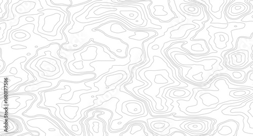 Topographic map background geographic line map with seamless ornament design. The black on white contours vector topography stylized height of the lines map.
