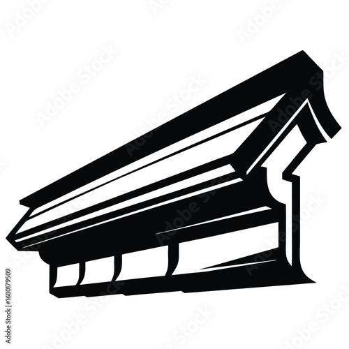 Detailed Black and White Illustration of a Classical Architectural Cornice Element