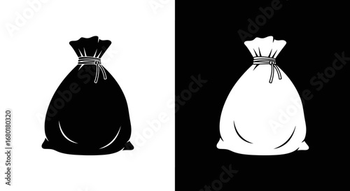 An outline style money bag, a modern and clean symbol for financial institutions, investment funds, and economic concepts.
