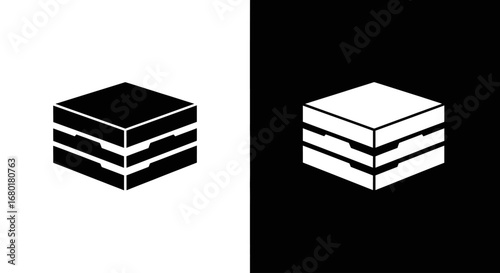 An outline style stack of blocks, a modern and clean icon for technology, data structure, and blockchain concepts.