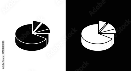 An outline style pie chart, a modern and clean icon for data analytics, business reports, and financial presentations.