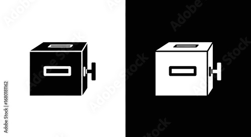 An outline style of a safe deposit box, a modern and clean icon for security services, banking apps, and data protection.