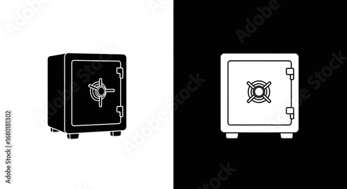 A heavy-duty bank vault door, a black and white icon representing maximum security, large wealth, and financial protection.