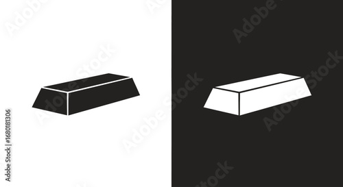 A gold bar or bullion, a black and white icon representing wealth, precious metals, and a safe haven investment.
