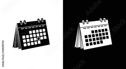 A detailed tear-off wall calendar, a black and white icon for daily schedules, appointments, and tracking time.