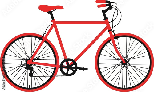 Classic Red Bicycle with Spoked Wheels and Black Handlebars