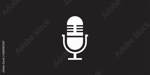 Classic Microphone Icon on Dark Background for Podcast Audio and Studio Recording Needs and Voice Over Work