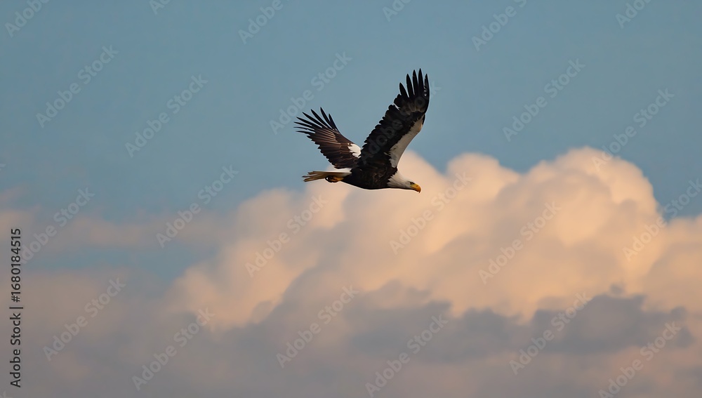 Fototapeta premium Eagle soaring through cloudy skies