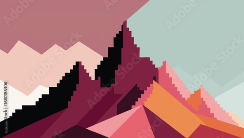 Abstract geometric mountain peaks landscape vector illustration scalable eps graphic design