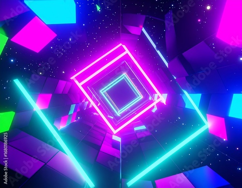 Neon geometric tunnel