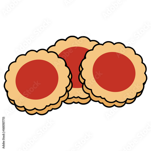 red jam cookie snack flat color vector illustration template design