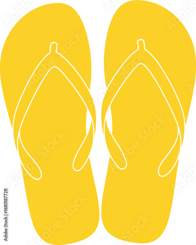 Pair of Bright Yellow Flip-Flops
