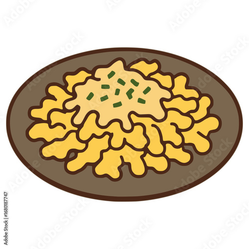 Kasspatzln cheese noodle Austrian food flat color vector illustration template design