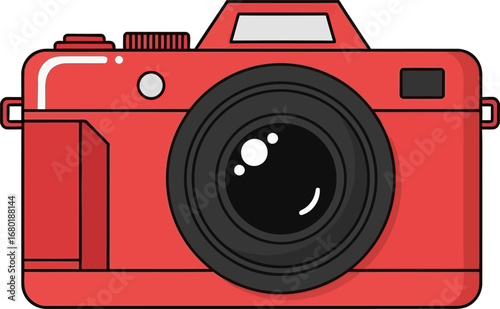 Red Camera Illustration:  Stylish DSLR Design