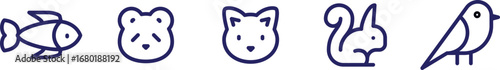 A line of adorable animal icons, ideal for designs. Perfect for conveying a feeling of fun, and the joy that animals bring
