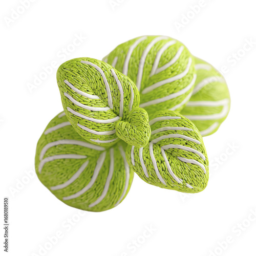 Textured green leaves with white stripes abstract organic pattern close up