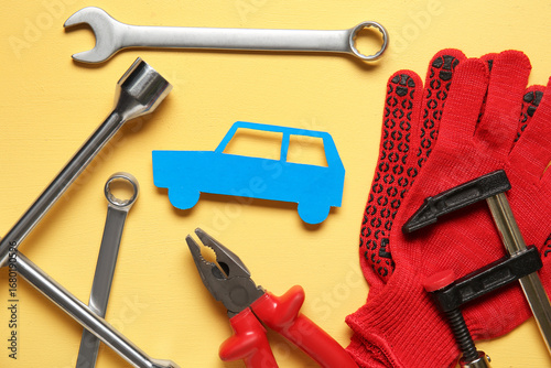 Set of mechanic tools and t...